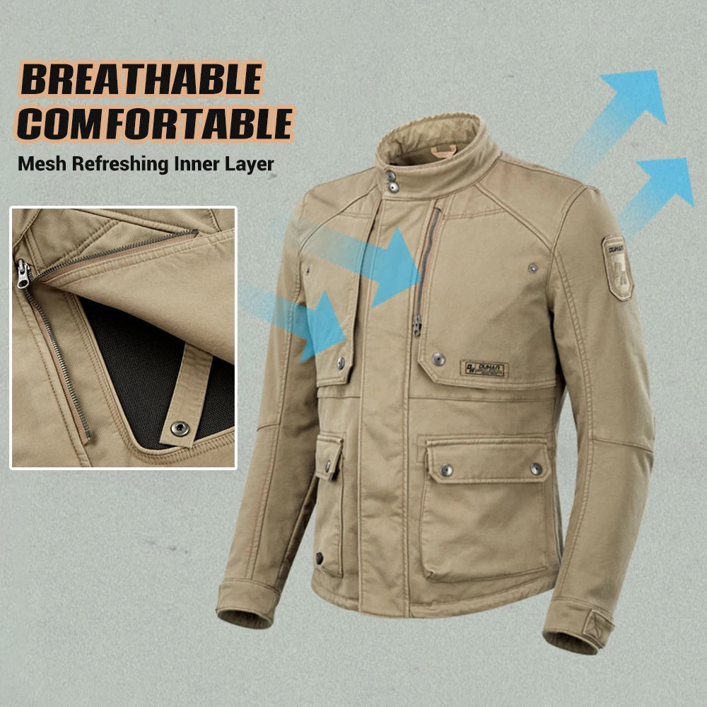 Retro Motorcycle Jackets Anti Drop Wear-resisting Motocross Jacket Waterproof Moto Cycling Protective Clothing Men