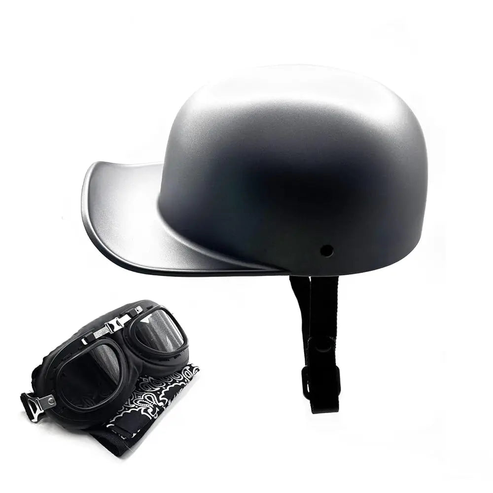 Vintage Baseball Motorcycle Helmet Open Face Half Cap with Goggles for Men and Women Adults Moped Motorbike Jet Scooter Bike