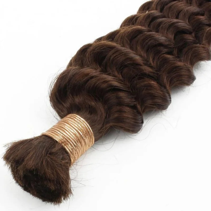 2 Bundles Human Hair Bulk For Braiding Colored Chocolate Brown Human Hair Extensions 110g Per Pack Curly Boho Hair For Braidings