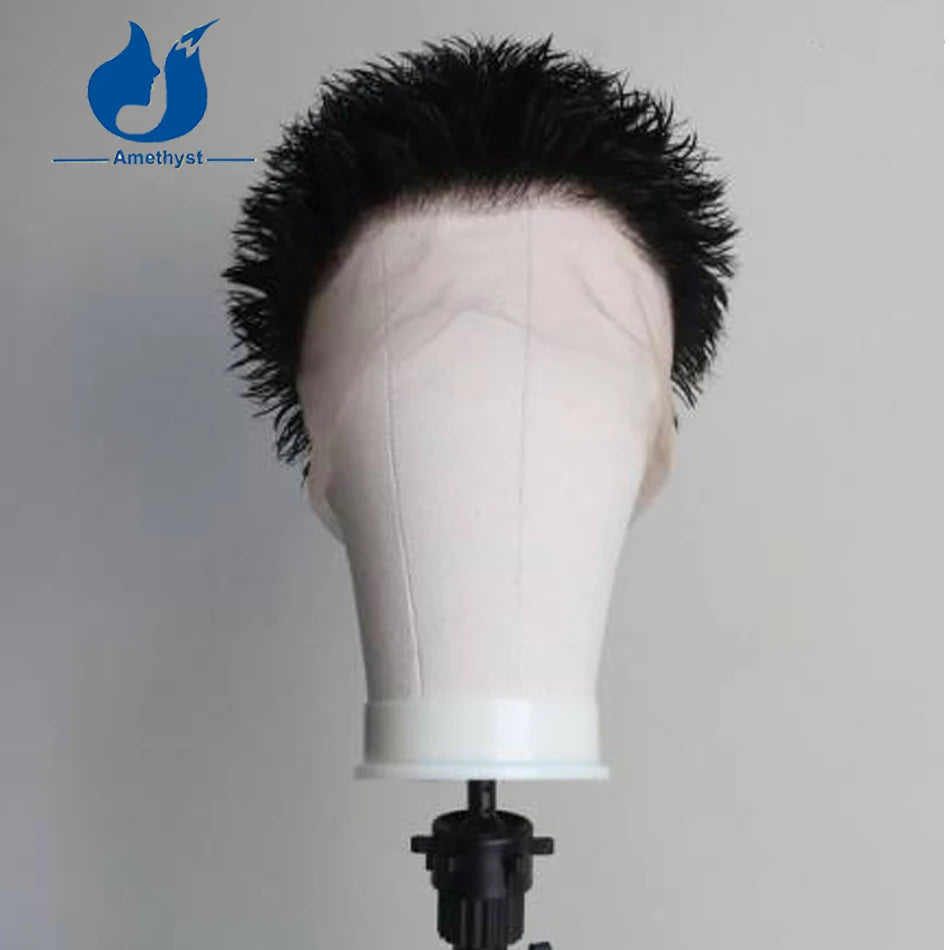 Amethyst 613 Blonde Short Bob Wig for Men Spikey Buzzcut Pixie Cut Brazilian Remy Human Hair Full Lace Wig Natural Black Bleach