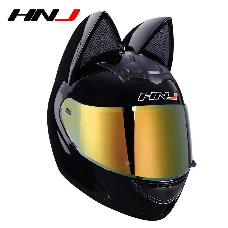 2022 Motorcycle Cat Ear Helmet Capacete Casque Full Face Helmet Women Moto Ear Helmets Personality Motorbike Helmet Motocross
