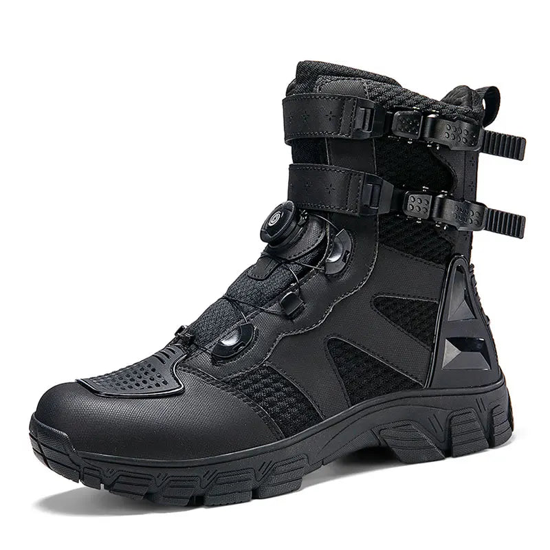 Men Motorcycle Boots Breathable Anti-fall Motocross Protective Shoes Knob Lock Buckle Men's Motos Equipment Outdoor Sports Shoes