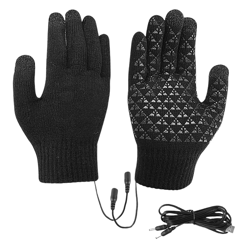 Motorcycle Bicycle Gloves Touch Screen Electric Heated Gloves Full Finger Warmer for Backpacking Mountaineering Riding Camping