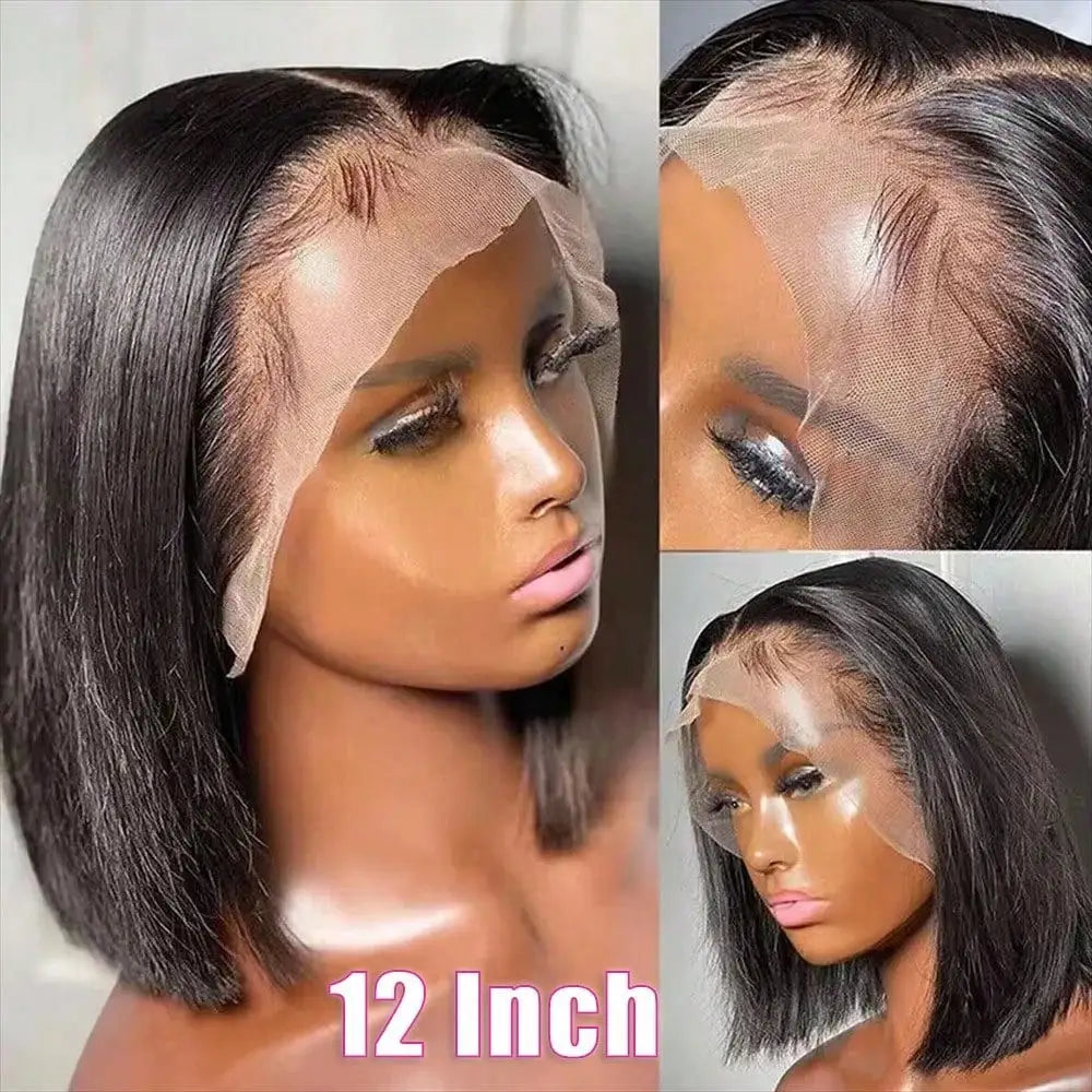 13x4 HD Lace Frontal Straight Human Hair Wig 250% Density Glueless Brazilian Human Hair Wig with Baby Hair Natural Color