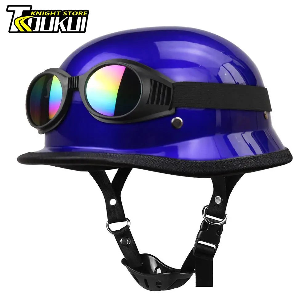 DOT Certification Half Helmet Retro Motorcycle Helmet German Vintage Moto Helmet Fashion Capacete De Moto Men Women Casco Moto