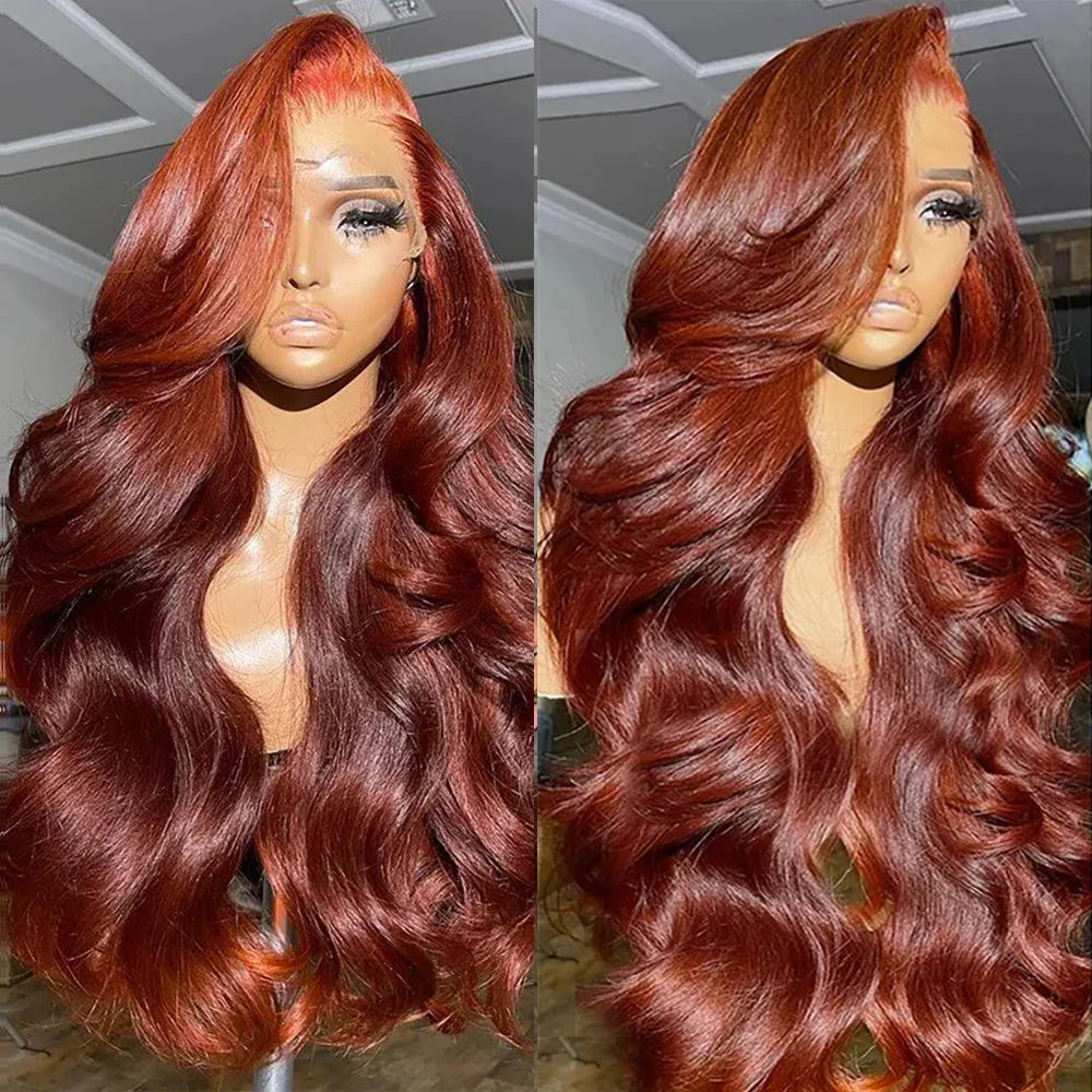 40 inch Reddish Brown HD Lace Front Human Hair Wig PrePlucked 13x4 Colored Human Hair 13x6 Lace Front Wigs Body Wave Wig 4x4 5x5