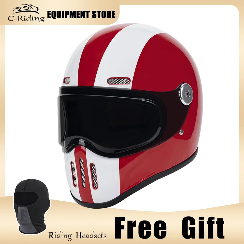 C-Ridng Genuine Carbon Fiber Adventure DOT Certified Modular Design Style Full Face Motorcycle Helmet with Dark Detachable Lens