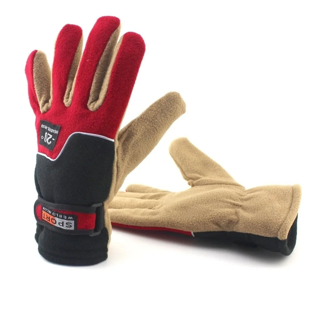 Winter Warm Gloves Outdoor Skiing Cycling Outdoor Sports Five Fingers Mittens Plush Thickening For Men Warm Motorcycle Gloves