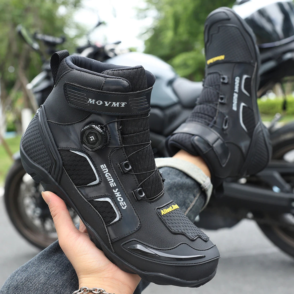 New Motorcycle Boots Men Leather Motos Breathable Anti Slip Wear-resistant Riders Boots Motorbike Racing Ankle Length Shoes
