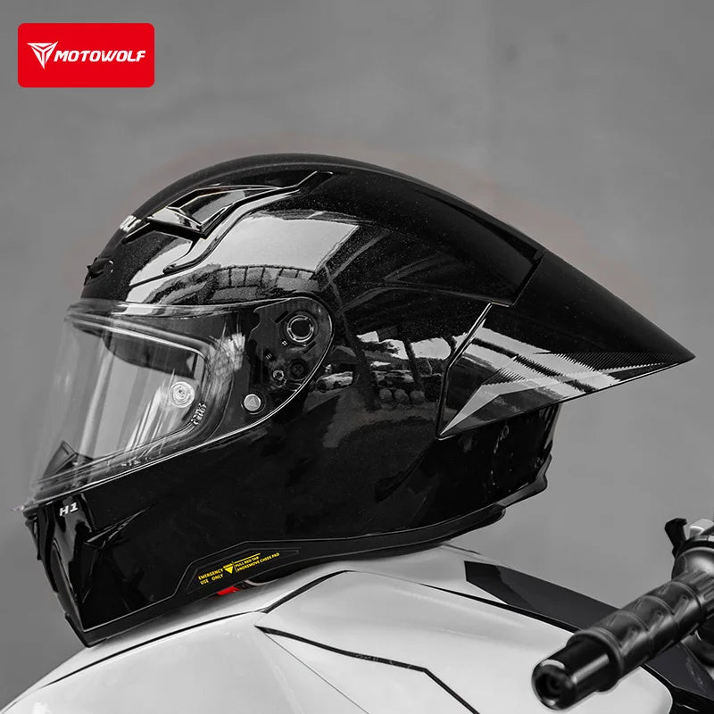 MOTOWOLF H1 Motorcycle Full Face Helmet Big Tail Lightweight All Seasons Racing Helmet Cascos Para Moto For Men Women