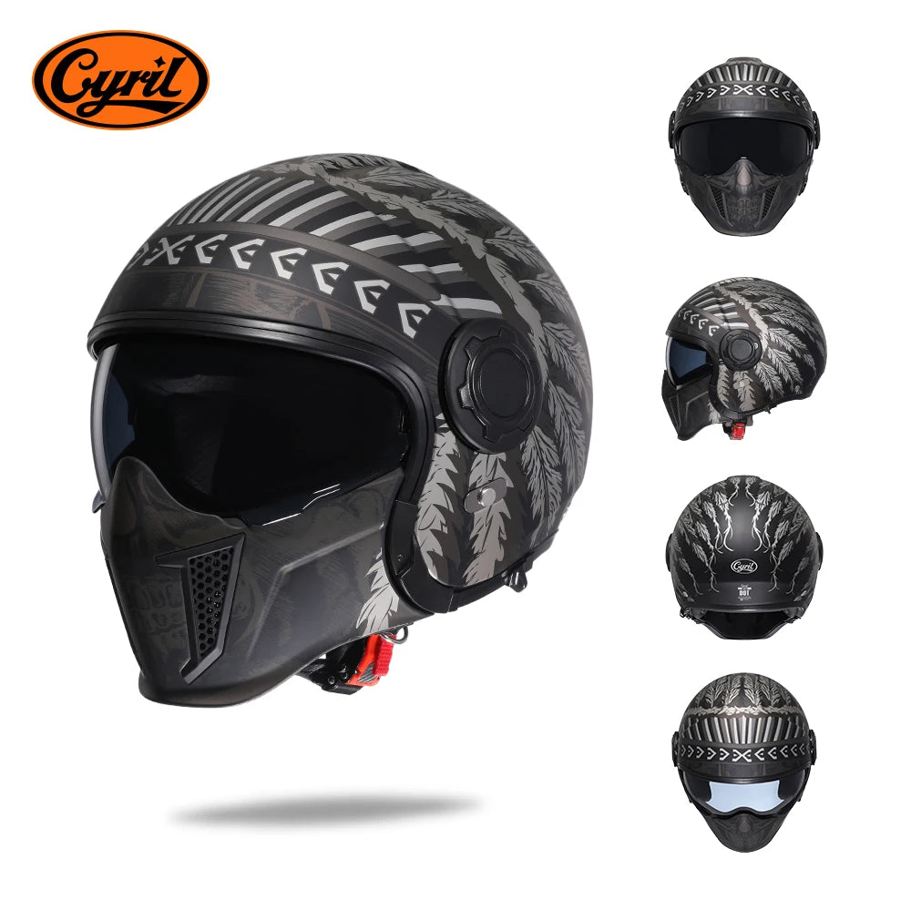 CYRIL Motorcycle Helmet Full Face Open Face Helmets 3/4 Men Women Modular Dual Visor Helmet For Motorcycle ECE DOT Approved