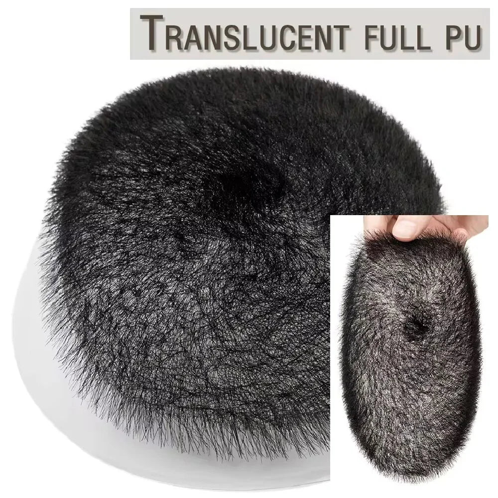 Men's Short Hair Wig Piece with PU Around Hair Men's Wig Replacement System Prosthetic Hair Wig Male Pieces For Men Baldness
