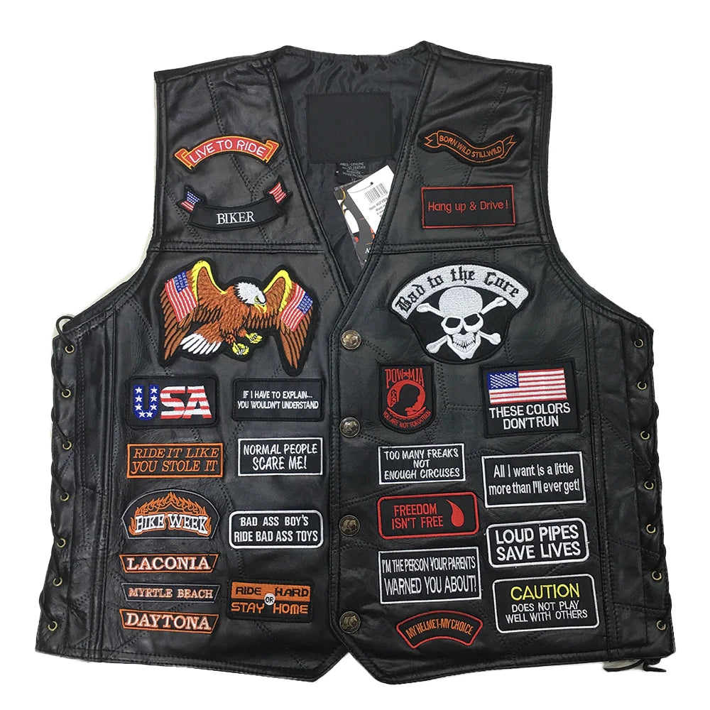 New Motorcycle Jacket Mens Sheepskin Leather Vest Biker Chaqueta Verano Moto Hombre Veste Jaqueta Motoqueiro Giacca Giacca Moto