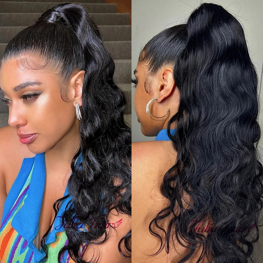 WeWave Loose Deep Wave Wig 1B Black 13x6 HD Lace Human Hair Wig Pre Plucked Baby Hair Bleached Knots Brazilian Wigs Original