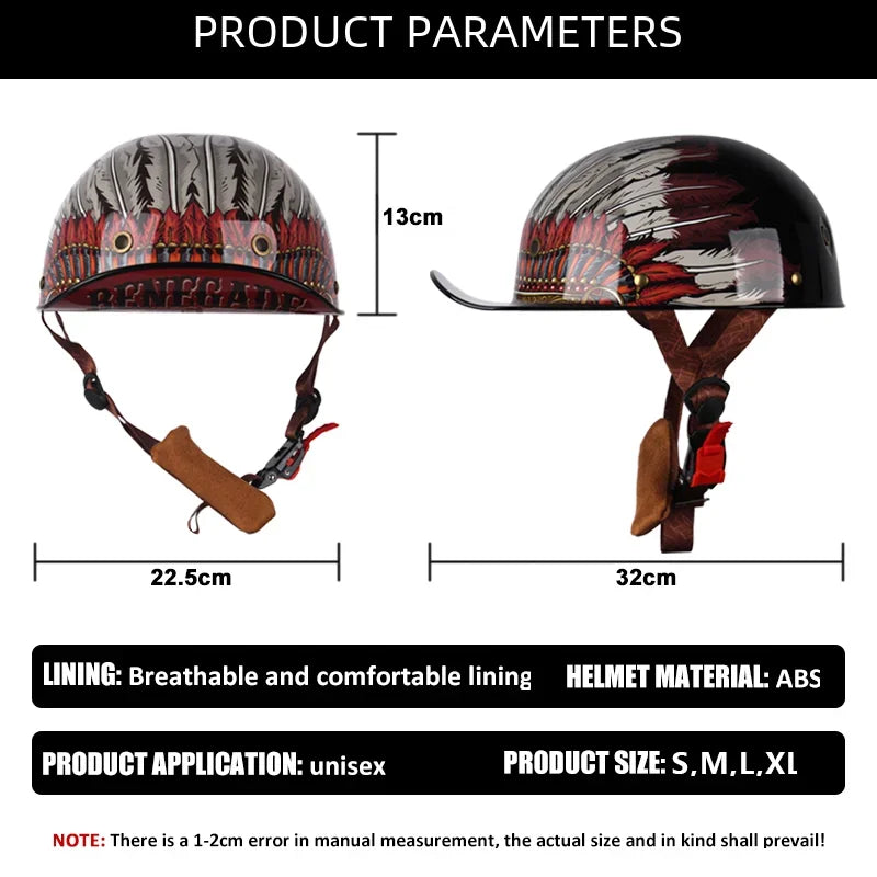Uchoose Baseball Cap Helmet Motorcycle Vintage Retro Helmets Summer Open Face Scooter Cruiser Chopper Gangster DS Men Women Kid