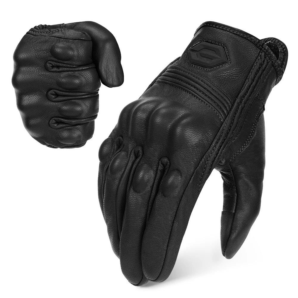 Motorcycle Gloves For Winter Windproof Warm And Fall Resistant Off-road Motorcycle Riding Touch Screen Full Finger Leather Glove