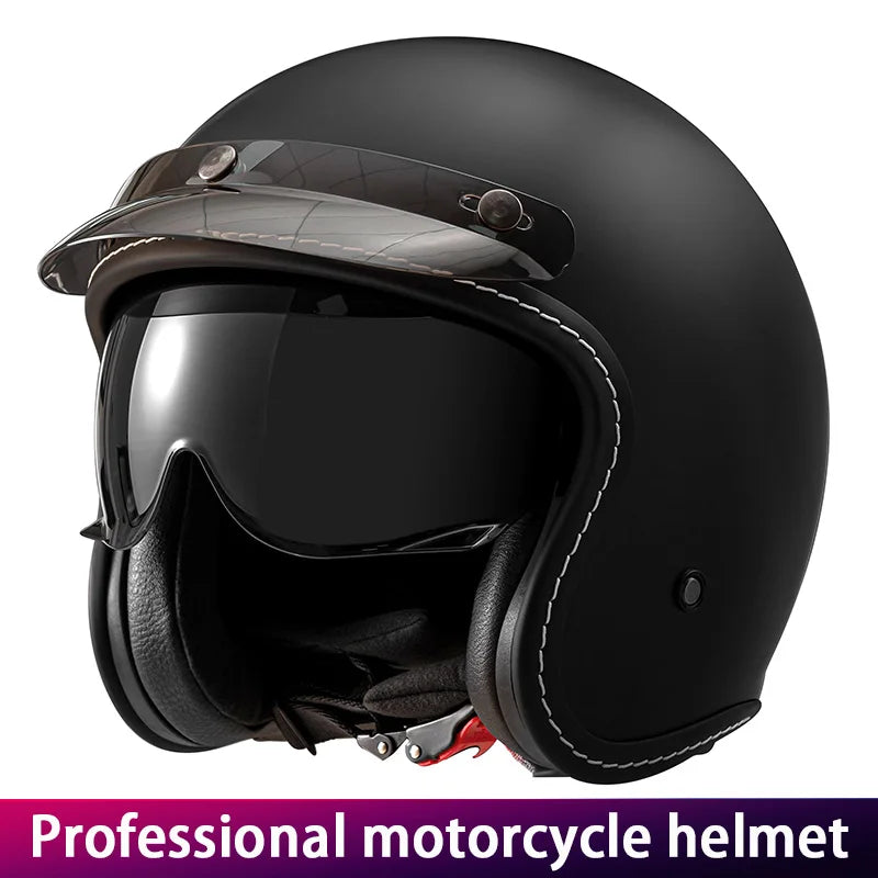 Retro Cruise Motorcycle Helmet Unisex Heavy Bike Riding Half Helmet Motorcycle 3/4 Helmet Vintage Style Cycling Protection