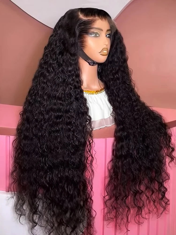 30 40Inch Curly Wigs 13x6 HD Transparent Lace Frontal Human Hair Deep Wave Frontal Wig 250% Density Raw Hair Brazilian For Women