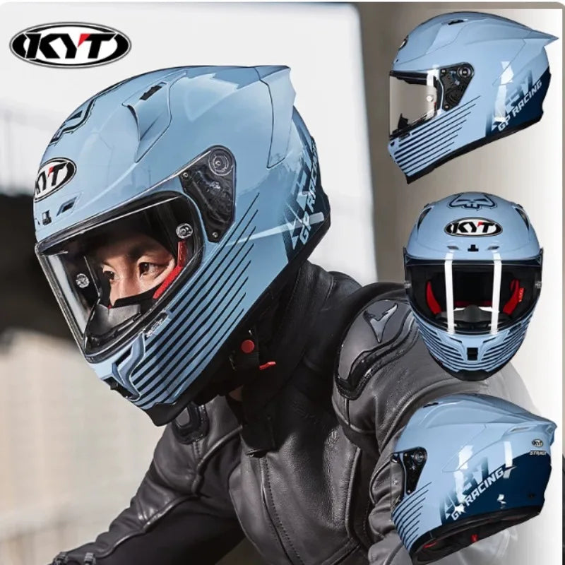 New colors available！KYT Full Helmet Women Motorcycle Helmet Men Summer Four Season Moto Track Hard Helmet Riding Big Tail ST