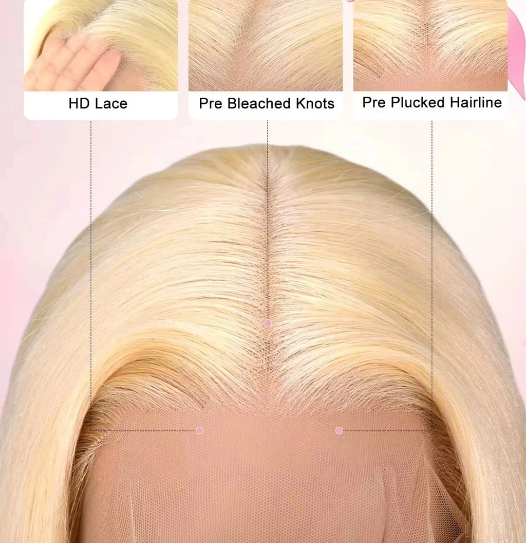 Nexoro 613 Bone Straight Human Hair Wig 13x4 13x6 Lace Front Blonde Color Real Brazilian Women Pre Plucked Natural Soft Silky