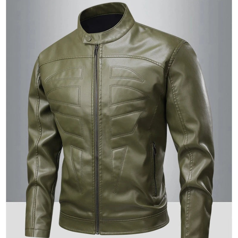 PU leather jacket 2026 spring and Autumn men's stand-up collar leather jacket Motorcycle jacket men's coat motorcycle vest 오토바이
