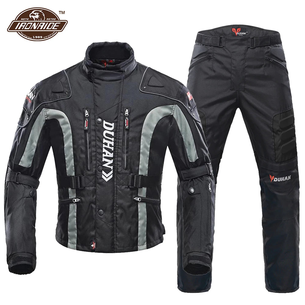 DUHAN Windproof Motocross Jacket Motorcycle Pants Men Motorcycle Jacket Wear-resistant Body Armor Moto Clothing  for Winter