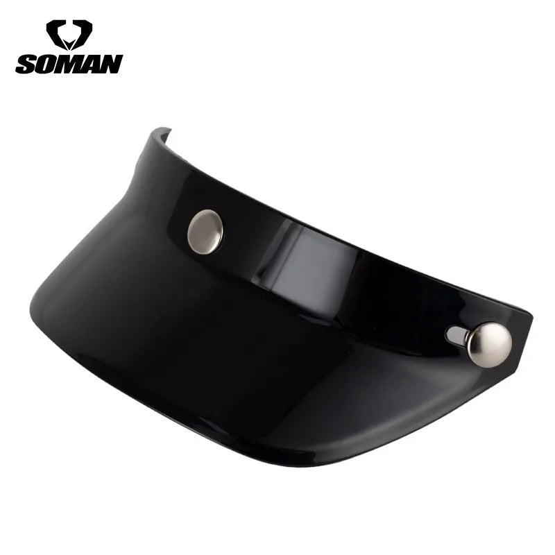 Motorcycle Half Helmet Brim Retro Three-button Locomotive Sunshade Visor Small Helmet Body Lens Accessories