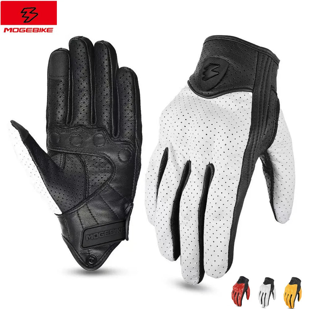 Lightning Metal Logo Motorcycle Gloves - Premium Anti-Slip & Windproof Riding Gloves for Men Women