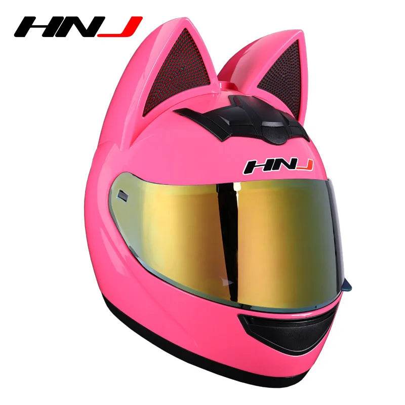 2022 Motorcycle Cat Ear Helmet Capacete Casque Full Face Helmet Women Moto Ear Helmets Personality Motorbike Helmet Motocross