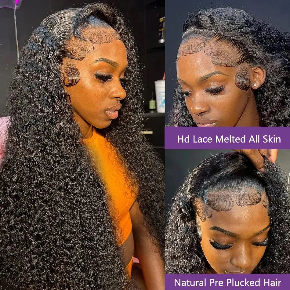250 Density 13x6 Hd Lace Frontal Wigs Brazilian 32 34 40 Inch Deep Wave Curly Human Hair Wigs 100% For Black Women Preplucked