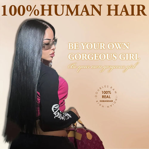 40 50 Inch Straight Human Hair Wig 13x6 HD Lace Frontal  Human Hair Wigs 250 Density Remy Pre Plucked Lace Front Closure Wig