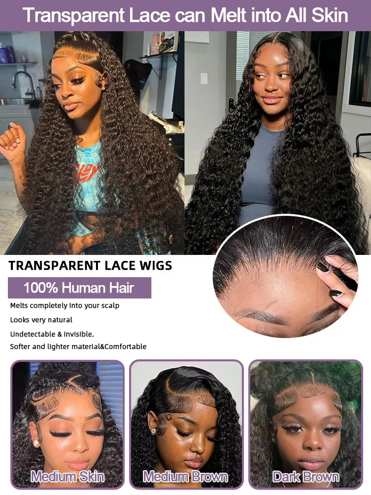 Bouncy Curlys Lace Wig 13X4 13X6 250 Density 30 40 Inches Brazilian Human Hair Wig 13X6 Human Hair Multi Parting