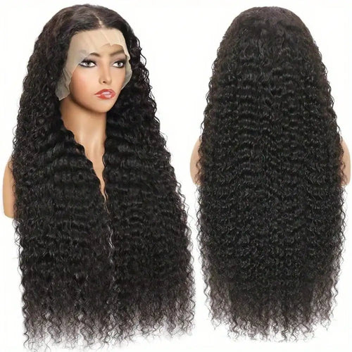 250% Density Virgin Human Hair Deep Curly 13x4 HD Transparent Lace Frontal Wig Brazilian Deep Wave Wig