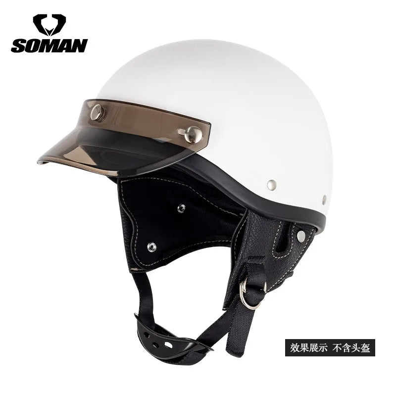 Motorcycle Half Helmet Brim Retro Three-button Locomotive Sunshade Visor Small Helmet Body Lens Accessories