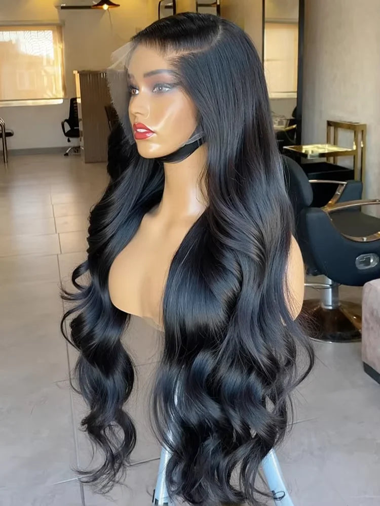 220 Density Body Water Wave 13x6 HD Lace Frontal Human Hair Wigs 30 40 Inches Brazilian 3x4 Natural Black Transparent Lace Wig