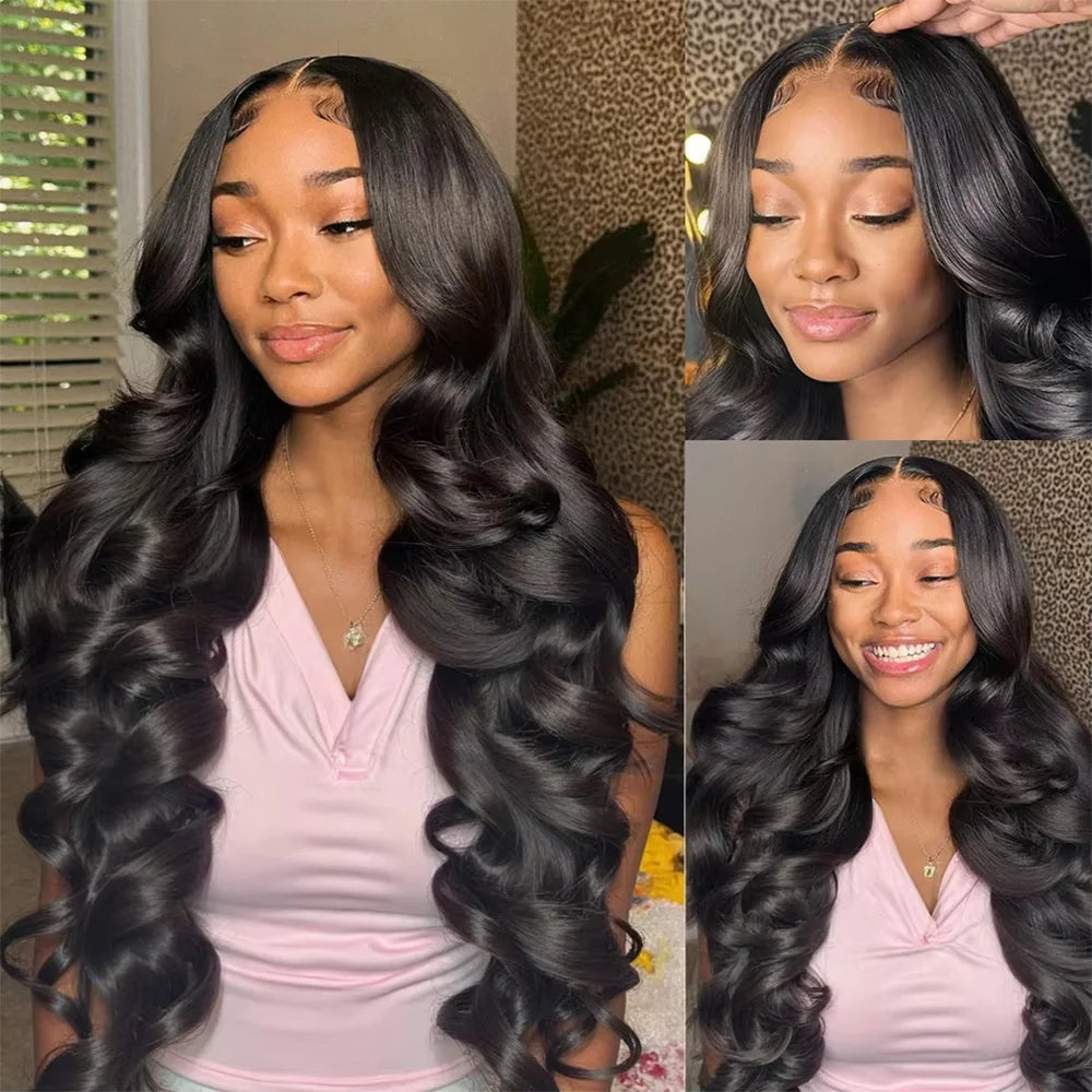 40 Inch Body Wave Pre-Plucked Brazilian Black Hair Wig 13x4 and 13x6 HD Lace Front Wig 360 Transparent Full Lace 220 Density Wig