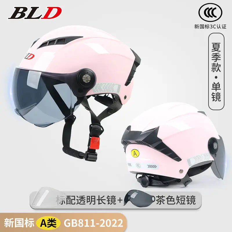 BLD Electric Vehicle Helmet Women's Summer Sunscreen Motorcycle Half Helmet Men's Four Seasons Safety Helmet casco moto