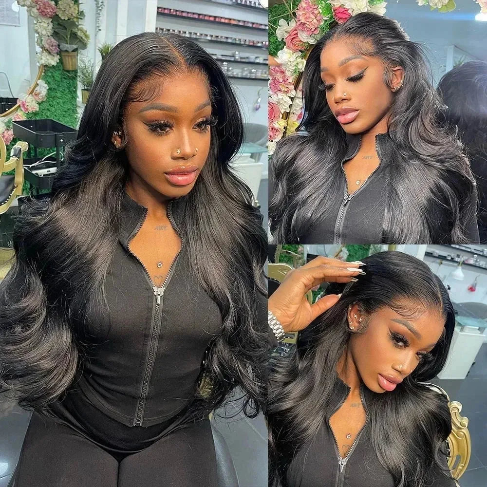 Human Hair Brazilian 28 30 40 Inch Body Wave 13x4 HD Transparent Lace Front Wig black 13x6 Lace Frontal Wigs Pre Plucked