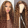 4/27 Honey Blonde Deep Wave 13x4 Lace Front Wig Human Hair for Women Brazilian 180% Density Deep Wave Pre Plucked with Baby Hair