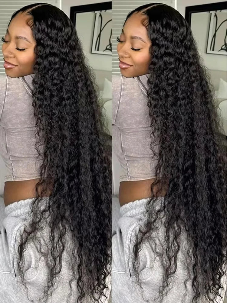 Deep Curly Lace Front Wigs Transparent HD 13x4 Lace Frontal Wigs Deep Wave Human Hair Wigs For Black Women Wet And Wavy