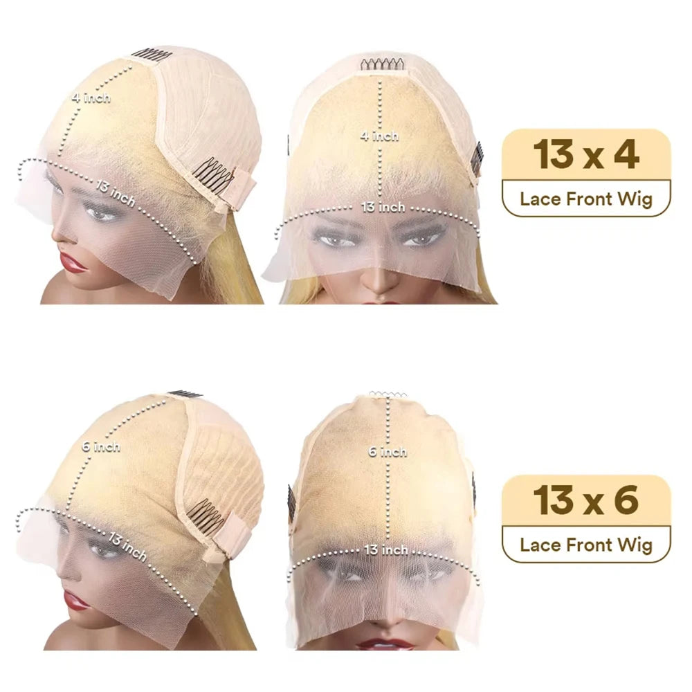 30 40 Inch 613 Blonde Straight Lace Frontal Wig 13x4 13x6 HD Transparent Lace 220% Density Brazilian Human Hair for Women