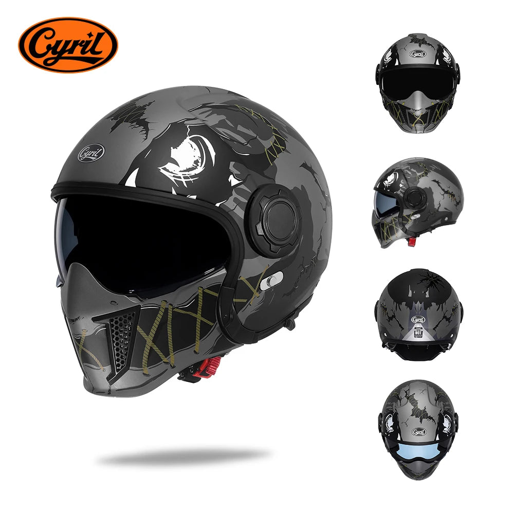 CYRIL Motorcycle Helmet Full Face Open Face Helmets 3/4 Men Women Modular Dual Visor Helmet For Motorcycle ECE DOT Approved