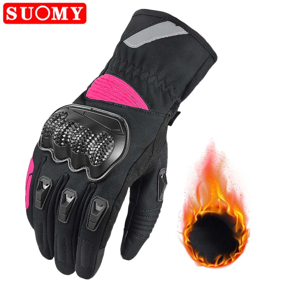 Suomy Winter Warm Motorcycle Gloves Windproof Waterproof Lady Pink Motorbike Riding Gloves Women Purple Motocross Guantes XS-XXL