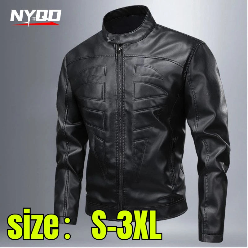PU leather jacket 2026 spring and Autumn men's stand-up collar leather jacket Motorcycle jacket men's coat motorcycle vest 오토바이