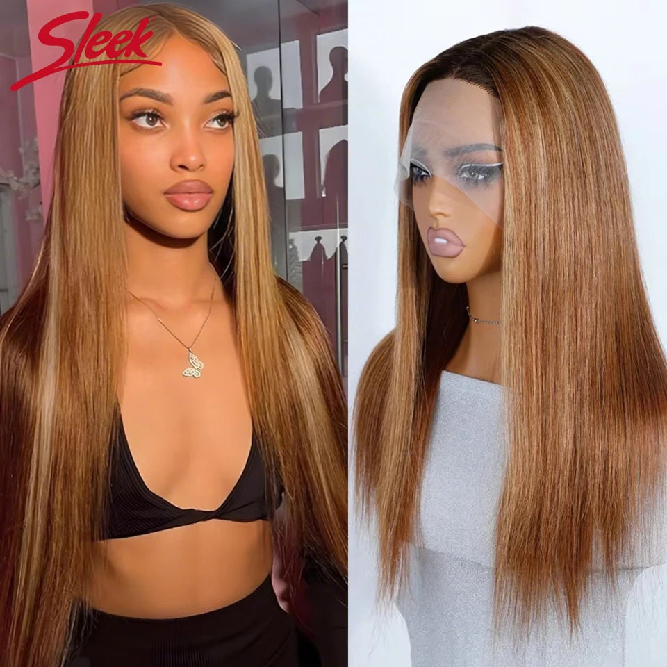 Sleek Blonde 30 Straight Lace Front Wigs 13x6x1 Lace Part Human Hair Wig For Women Transparent Lace Highlight Colored Remy Hair
