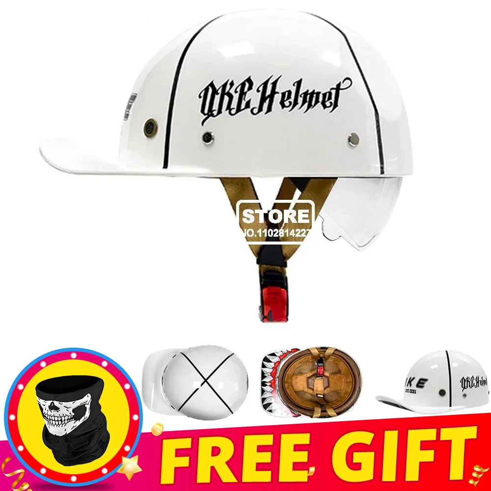 Half Helmet Retro Motorcycle Helmet Men Women Baseball Cap Riding Racing Moto Helmets DOT Certification Protection Cap Vintage