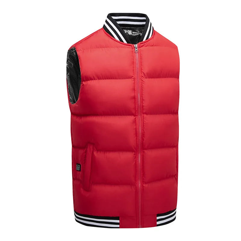 Thickened Down Cotton Heating Vest USB Charging Unisex Sleeveless Couple Outerwear Motorcycle Rider Vest Autumn Winter Warmth