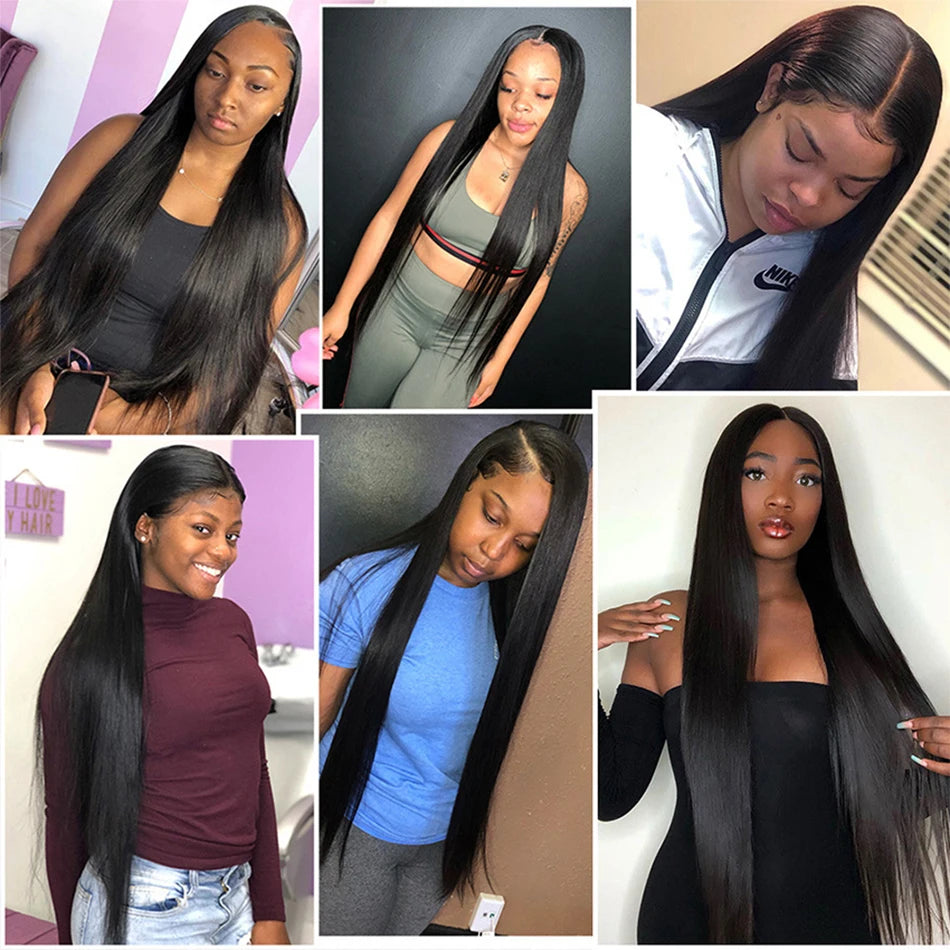 Bling Hair Hd Transparent Straight 13x4 Lace Front Wig Human Hair PrePlucked Brazilian Remy 13x6 Lace Frontal Wigs For Women