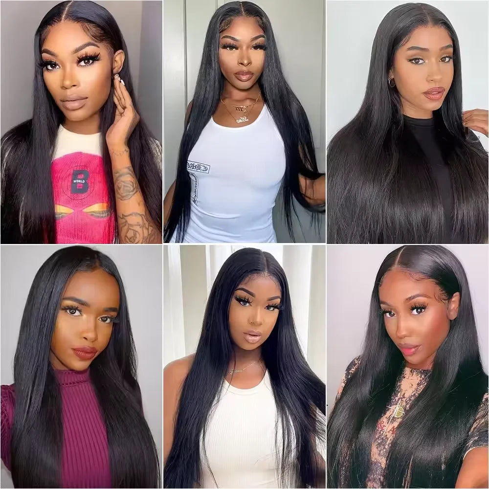 13x6 Transparent Lace Frontal Bone Straight Human Hair Wigs Brazilian 13x4 250 Density 40 Inch Pre Plucked Natural Hairline Wig