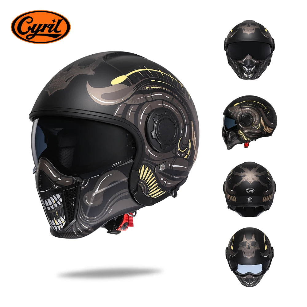 CYRIL Motorcycle Helmet Full Face Open Face Helmets 3/4 Men Women Modular Dual Visor Helmet For Motorcycle ECE DOT Approved